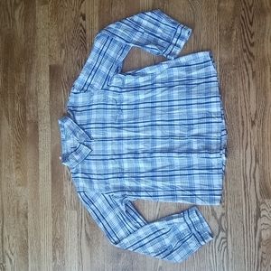 (XL) Cotton Ginny Snap Button Up To Adjustable Sleeves Plaid Print Prairie